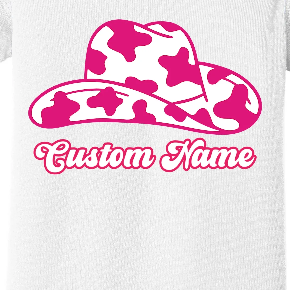 Custom Name Pink Cowgirl Girls Trip Baby Bodysuit - Front - Close-up