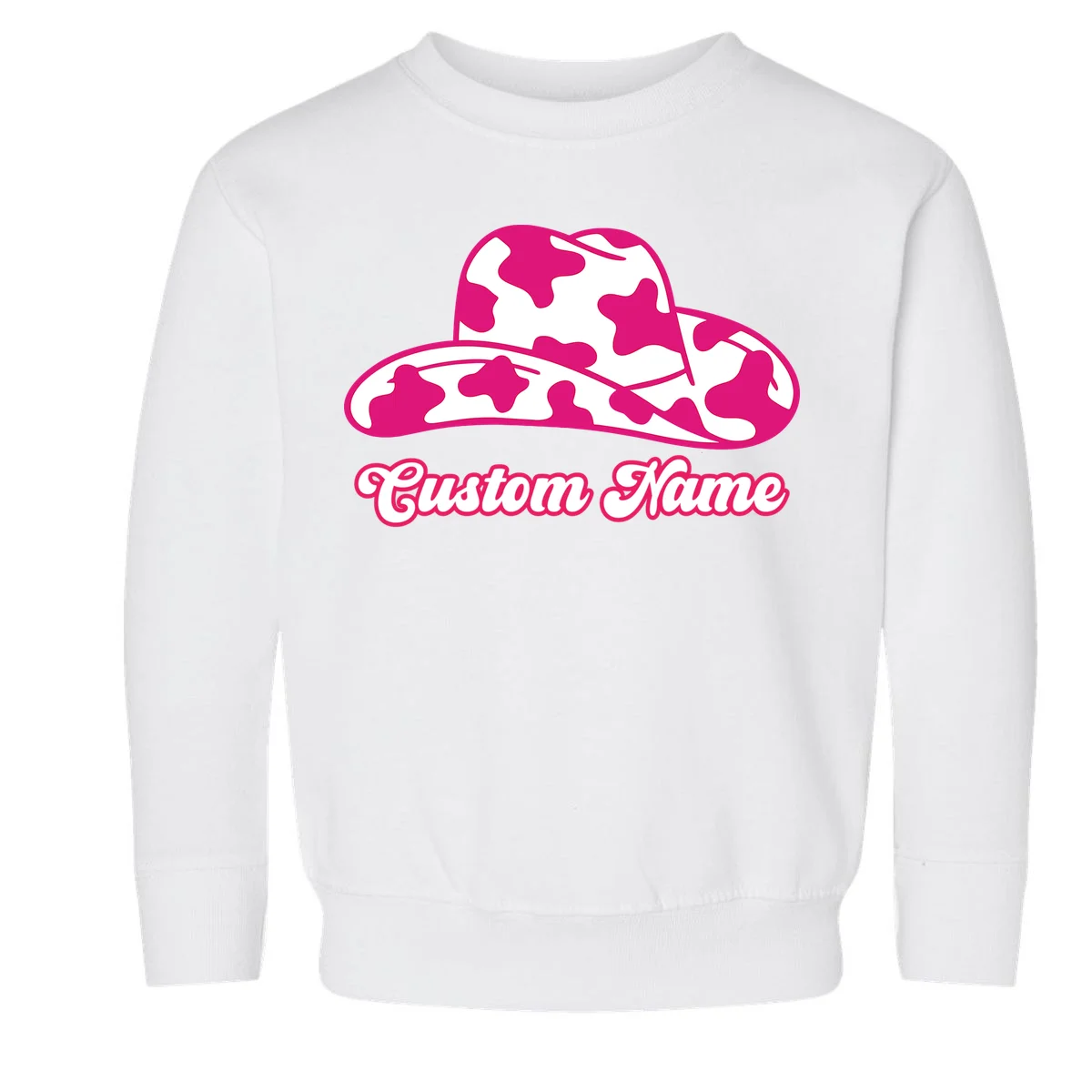 Custom Name Pink Cowgirl Girls Trip Toddler Sweatshirt - Front