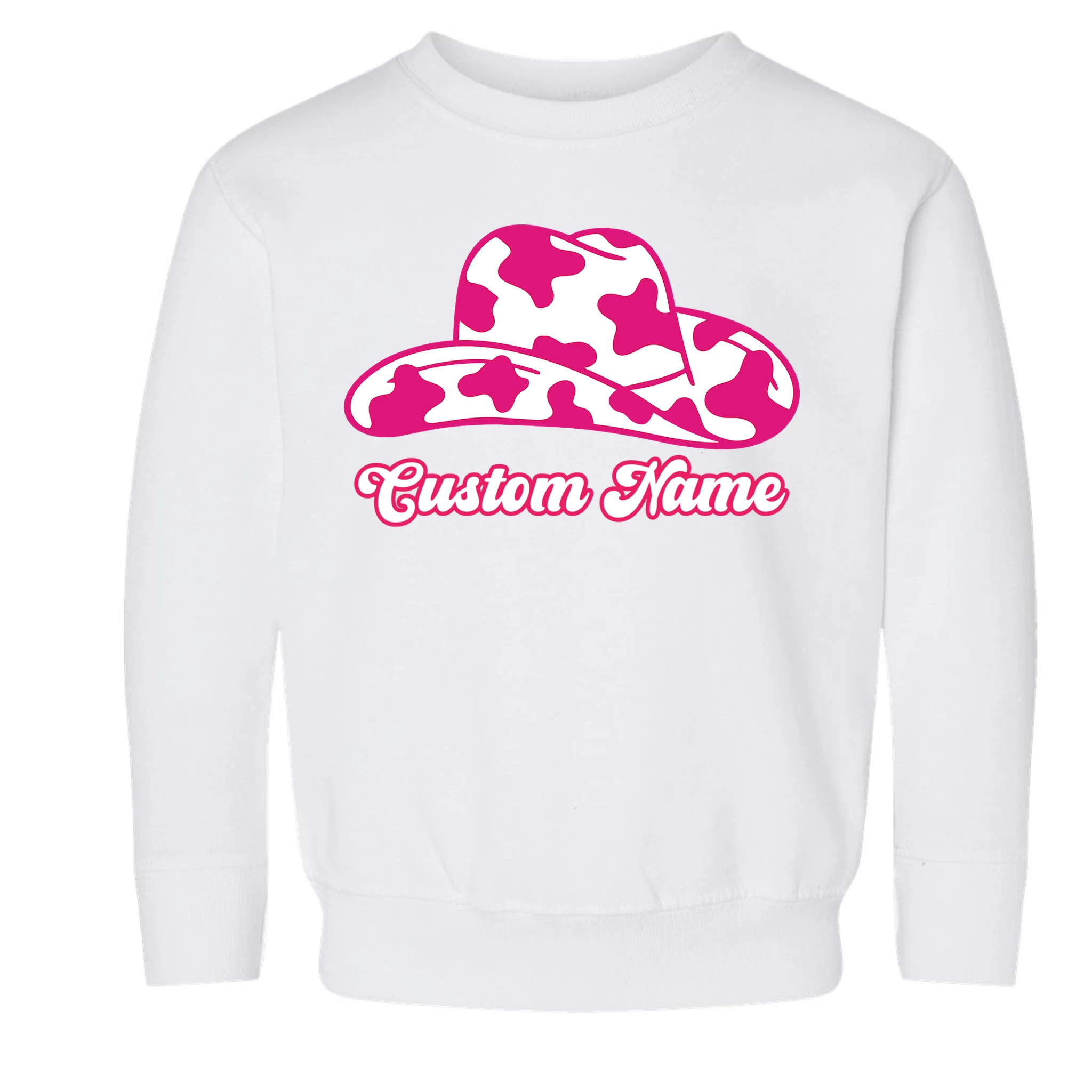 Custom Name Pink Cowgirl Girls Trip Toddler Sweatshirt - Front