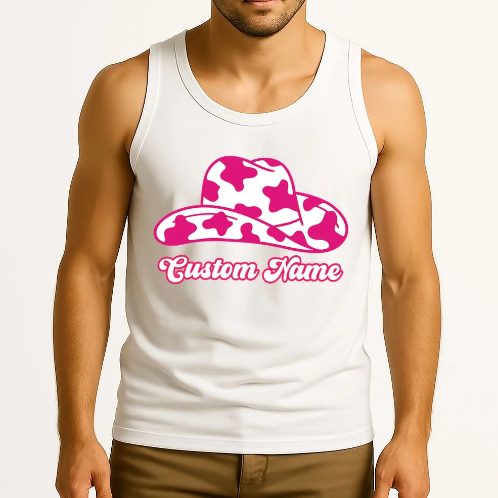 Custom Name Pink Cowgirl Girls Trip Tank Top - Front 2