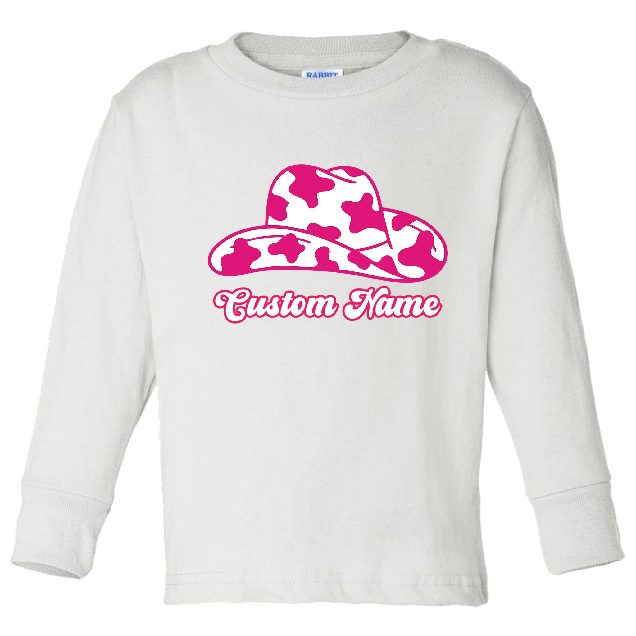 Custom Name Pink Cowgirl Girls Trip Toddler Long Sleeve Shirt - Front