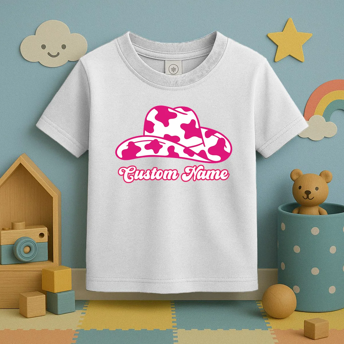 Custom Name Pink Cowgirl Girls Trip Toddler T-Shirt - Front 2