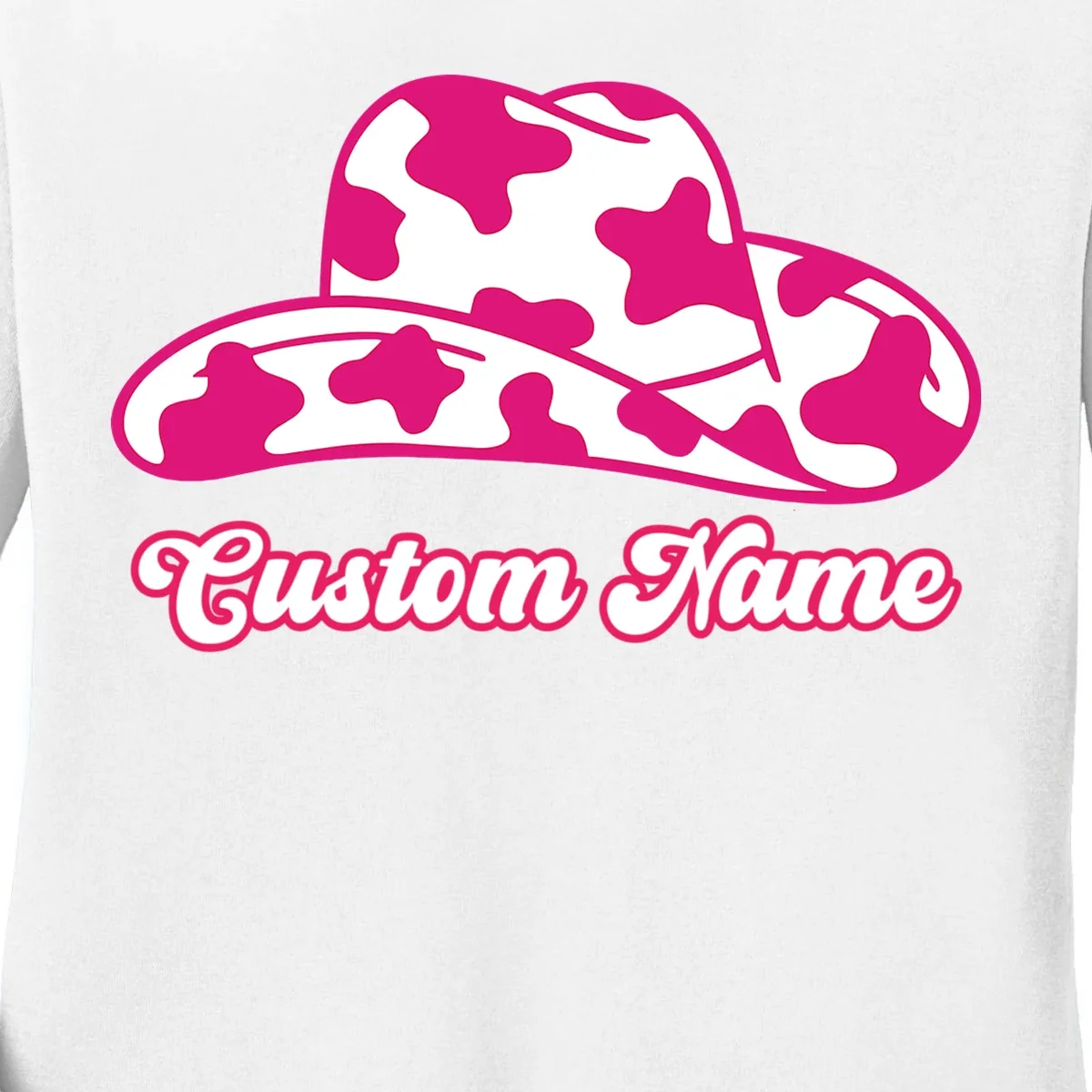 Custom Name Pink Cowgirl Girls Trip Women's Long Sleeve Shirt - Front - Close-up