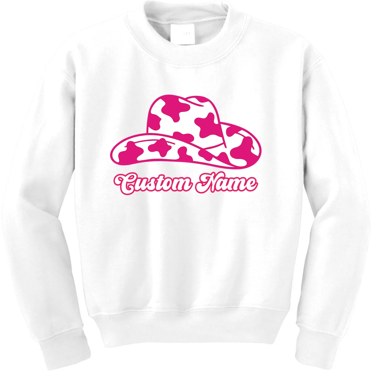 Custom Name Pink Cowgirl Girls Trip Kids Sweatshirt - Front