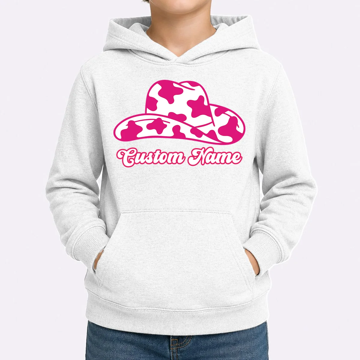 Custom Name Pink Cowgirl Girls Trip Kids Hoodie - Front 1