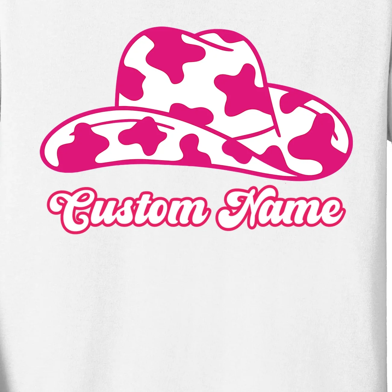 Custom Name Pink Cowgirl Girls Trip Kids Long Sleeve Shirt - Front - Close-up