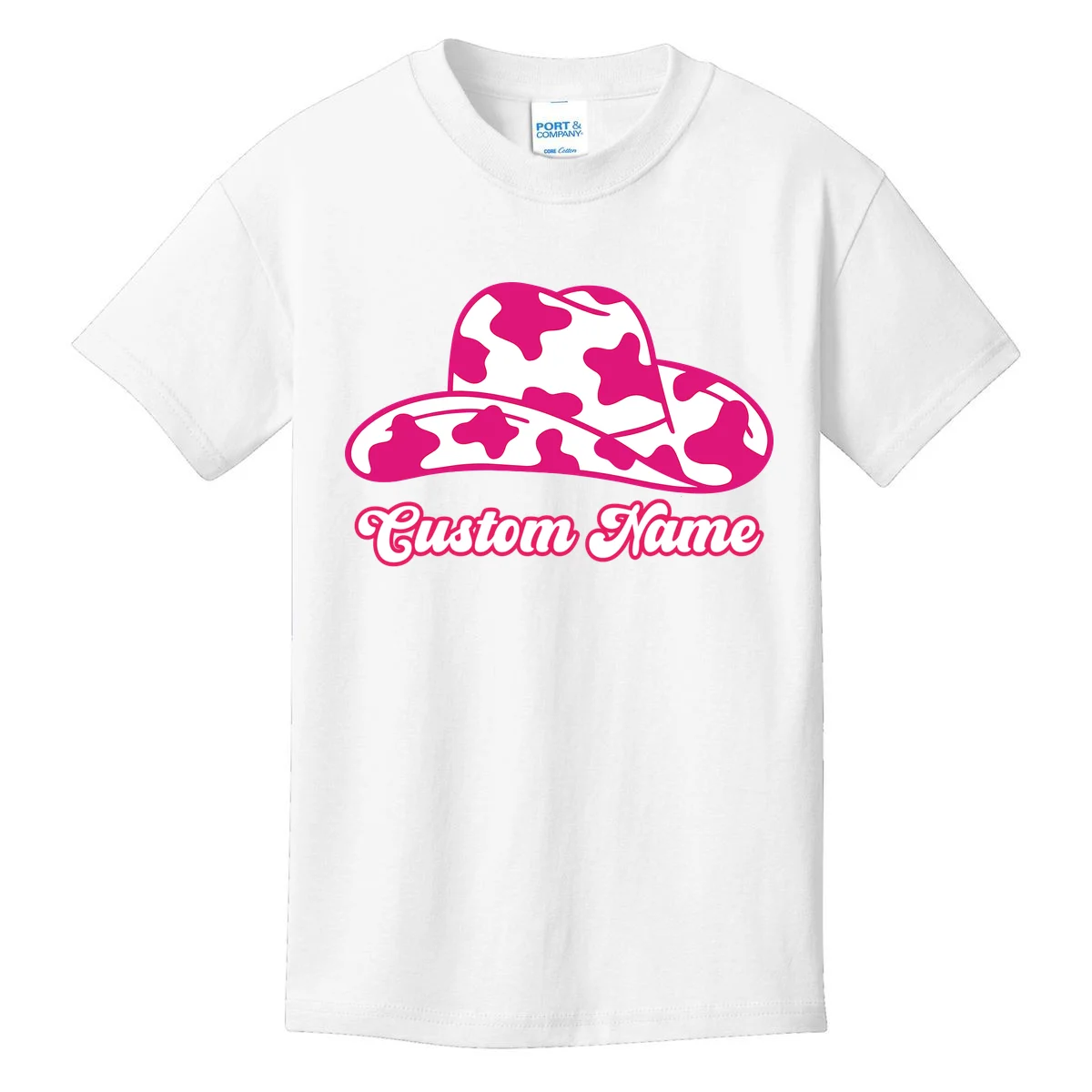 Custom Name Pink Cowgirl Girls Trip Kids T-Shirt - Front