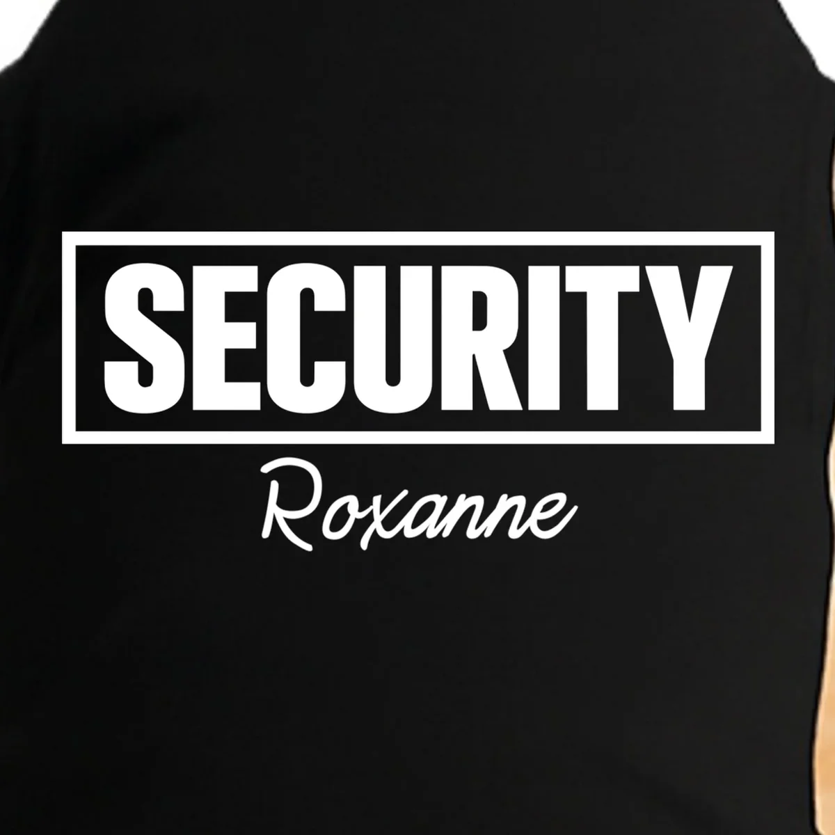 Custom Name Security Halloween Costume Doggie Tank - Front - Close-up