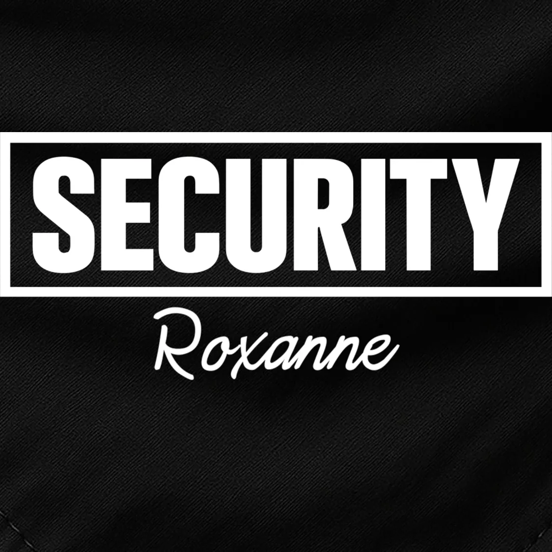 Custom Name Security Halloween Costume Dog Bandana - Front - Close-up