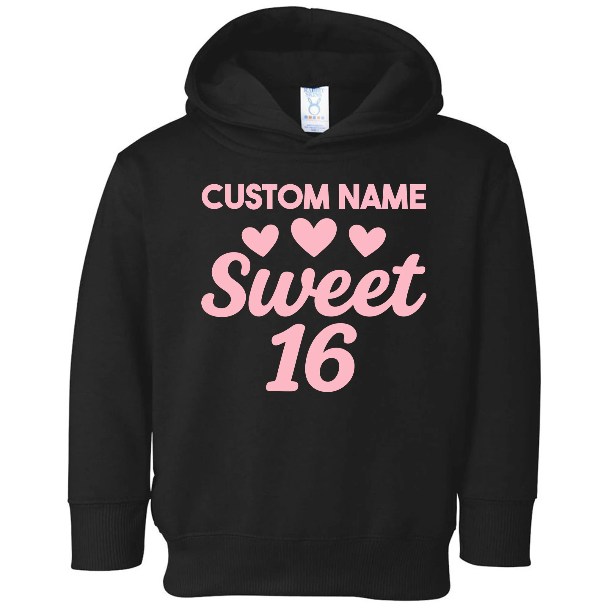 Custom Name Sweet 16 Toddler Hoodie - Front