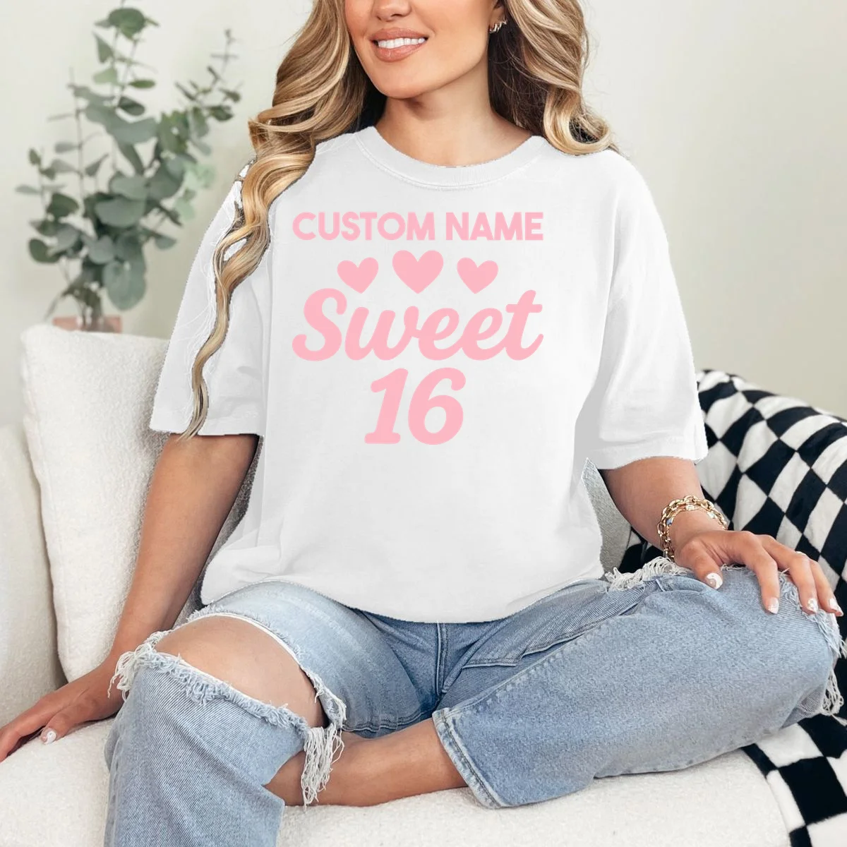 Custom Name Sweet 16 Comfort Colors Unisex T-Shirt - Front 1