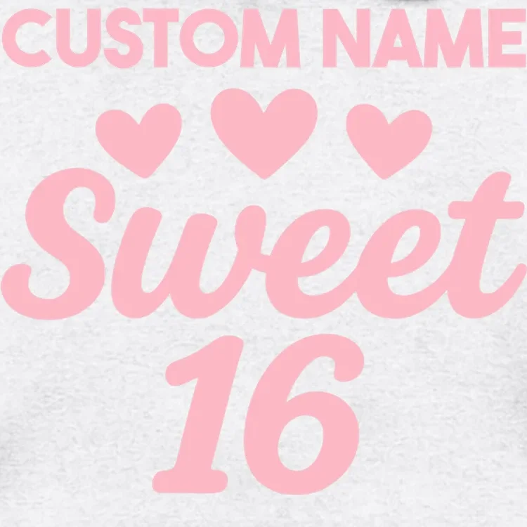 Custom Name Sweet 16 Men's Hoodie - Front - Close-up