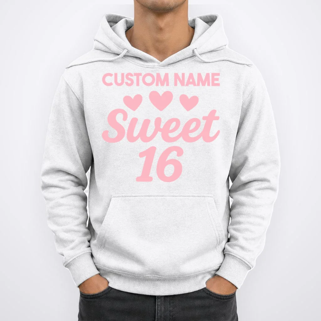Custom Name Sweet 16 Men's Hoodie - Front 1