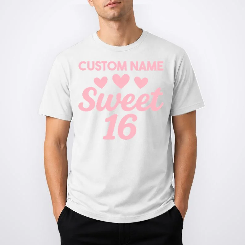 Custom Name Sweet 16 Men's T-Shirt - Front 1