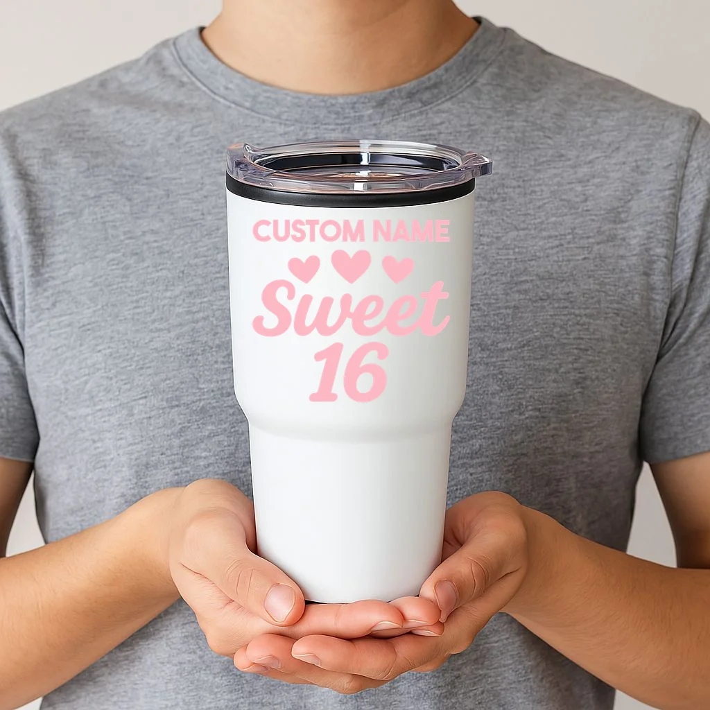 Custom Name Sweet 16 20oz Tumbler - Front 1