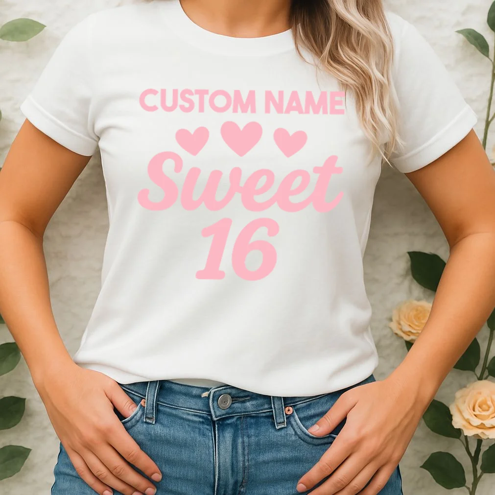 Custom Name Sweet 16 Women's T-Shirt - Front 1