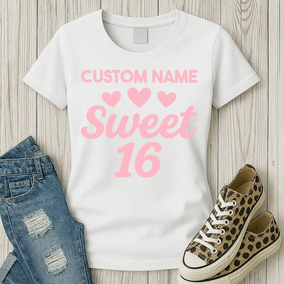 Custom Name Sweet 16 Women's T-Shirt - Front 2