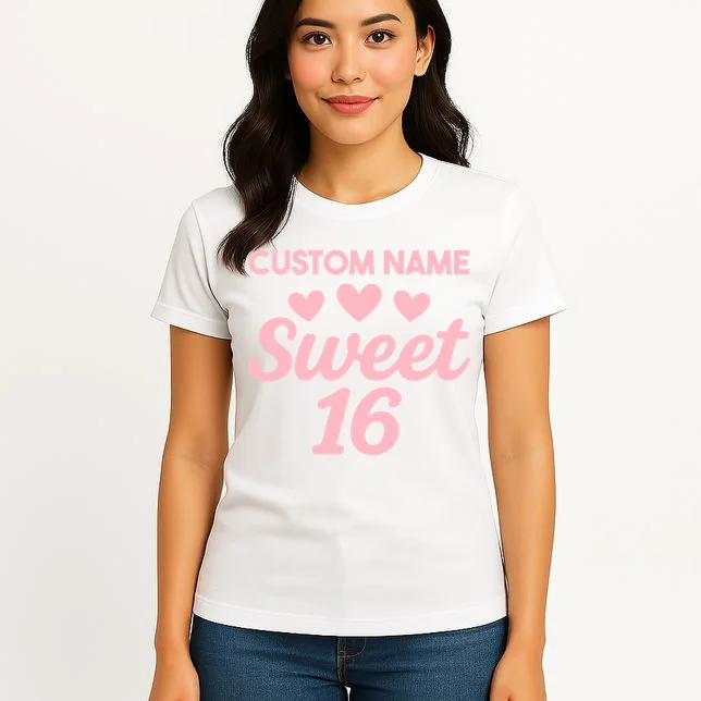 Custom Name Sweet 16 Women's T-Shirt - Front 3