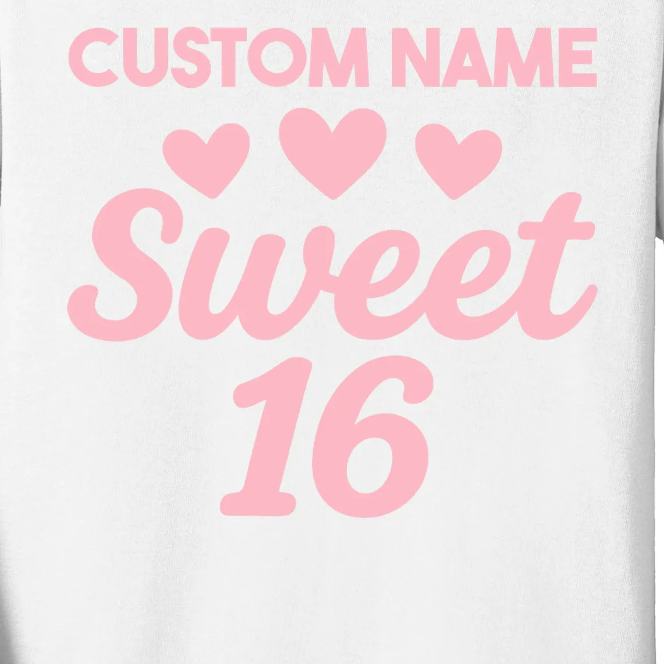 Custom Name Sweet 16 Kids Long Sleeve Shirt - Front - Close-up