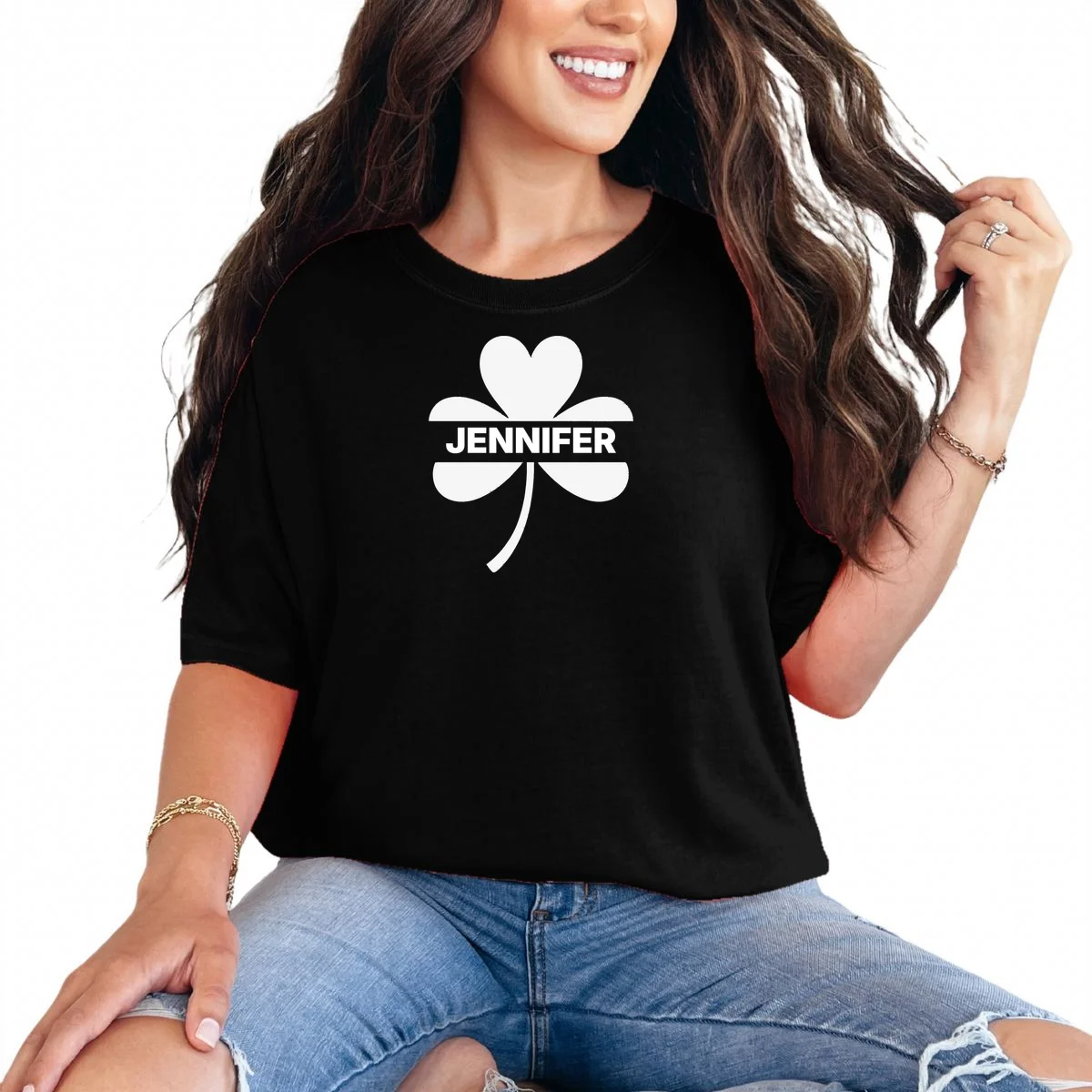 Custom Name Shamrock Custom St Patricks Day T-Shirt - Front