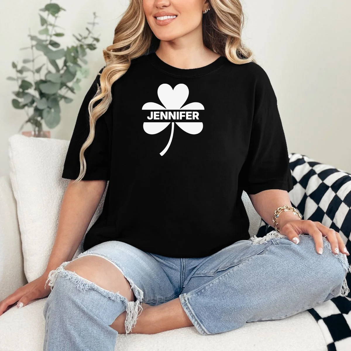 Custom Name Shamrock Custom St Patricks Day T-Shirt - Front 1