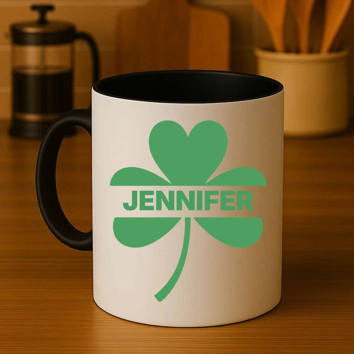 Custom Name Shamrock Custom St Patricks Day Coffee Mug - Front 3