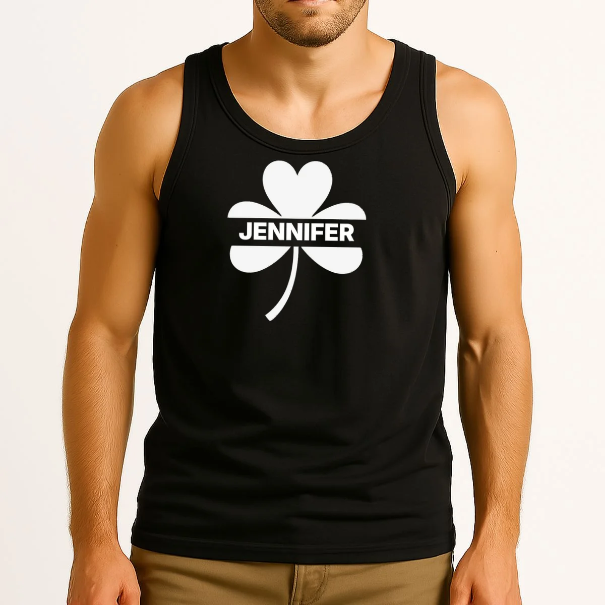 Custom Name Shamrock Custom St Patricks Day Tank Top - Front 2