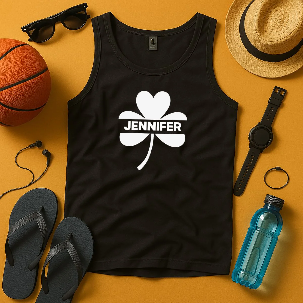 Custom Name Shamrock Custom St Patricks Day Tank Top - Front 3
