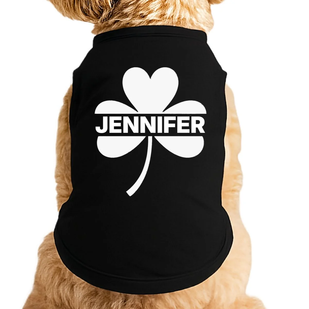 Custom Name Shamrock Cute Custom St Patricks Day Doggie Tank - Front