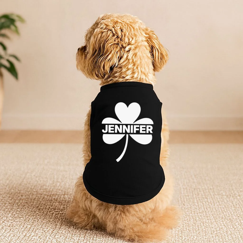Custom Name Shamrock Cute Custom St Patricks Day Doggie Tank - Front 1