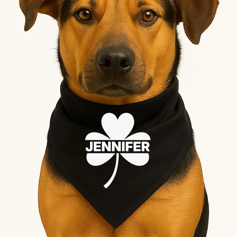 Custom Name Shamrock Cute Custom St Patricks Day Dog Bandana - Front 1