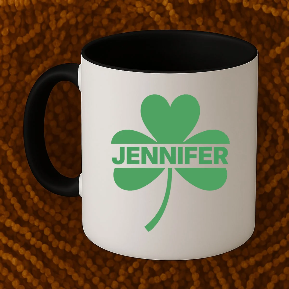 Custom Name Shamrock Cute Custom St Patricks Day Coffee Mug - Front 1