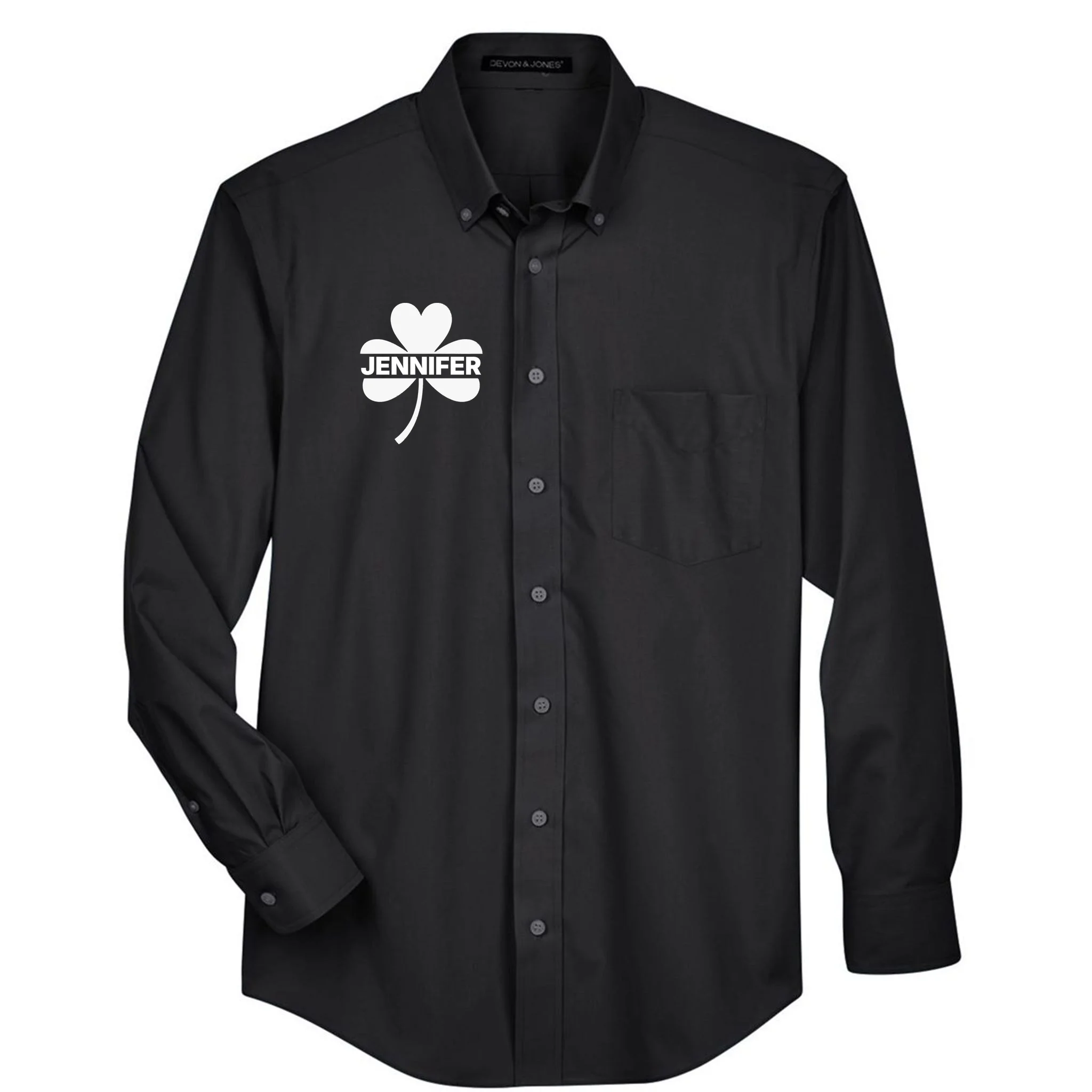 Custom Name Shamrock Cute Custom St Patricks Day Men's Button Up - Front