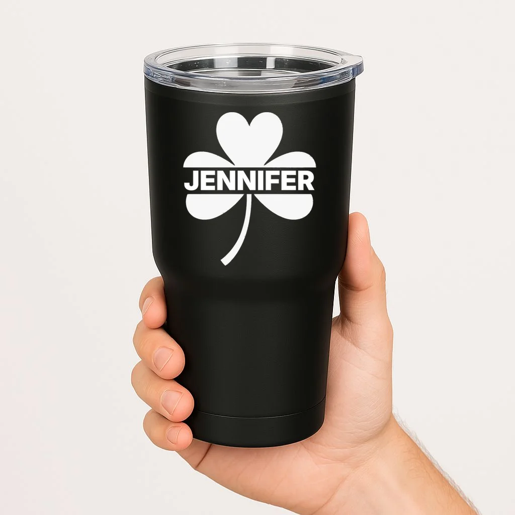 Custom Name Shamrock Cute Custom St Patricks Day 20oz Tumbler - Front 1