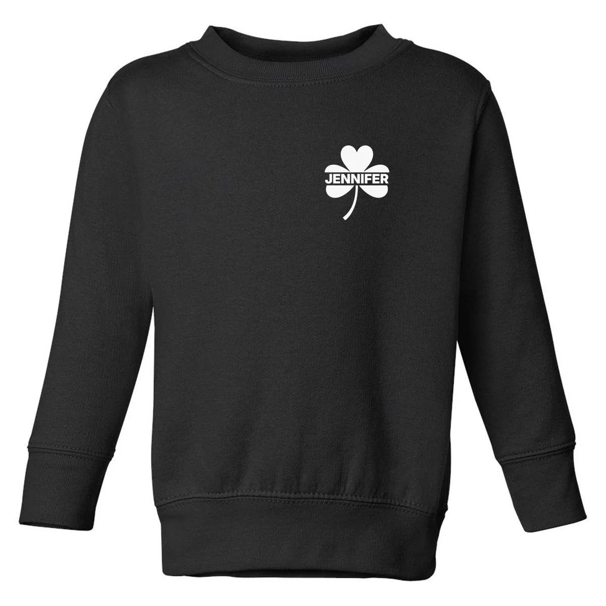 Custom Name Shamrock Cute Custom St Patricks Day Toddler Sweatshirt - Front