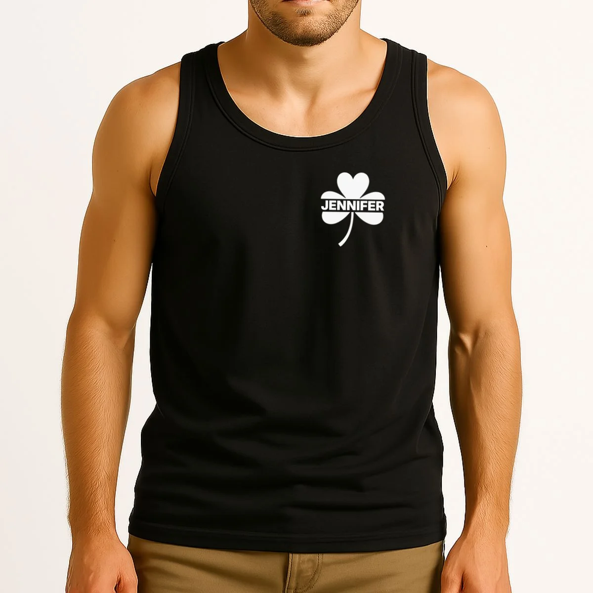 Custom Name Shamrock Cute Custom St Patricks Day Tank Top - Front 2