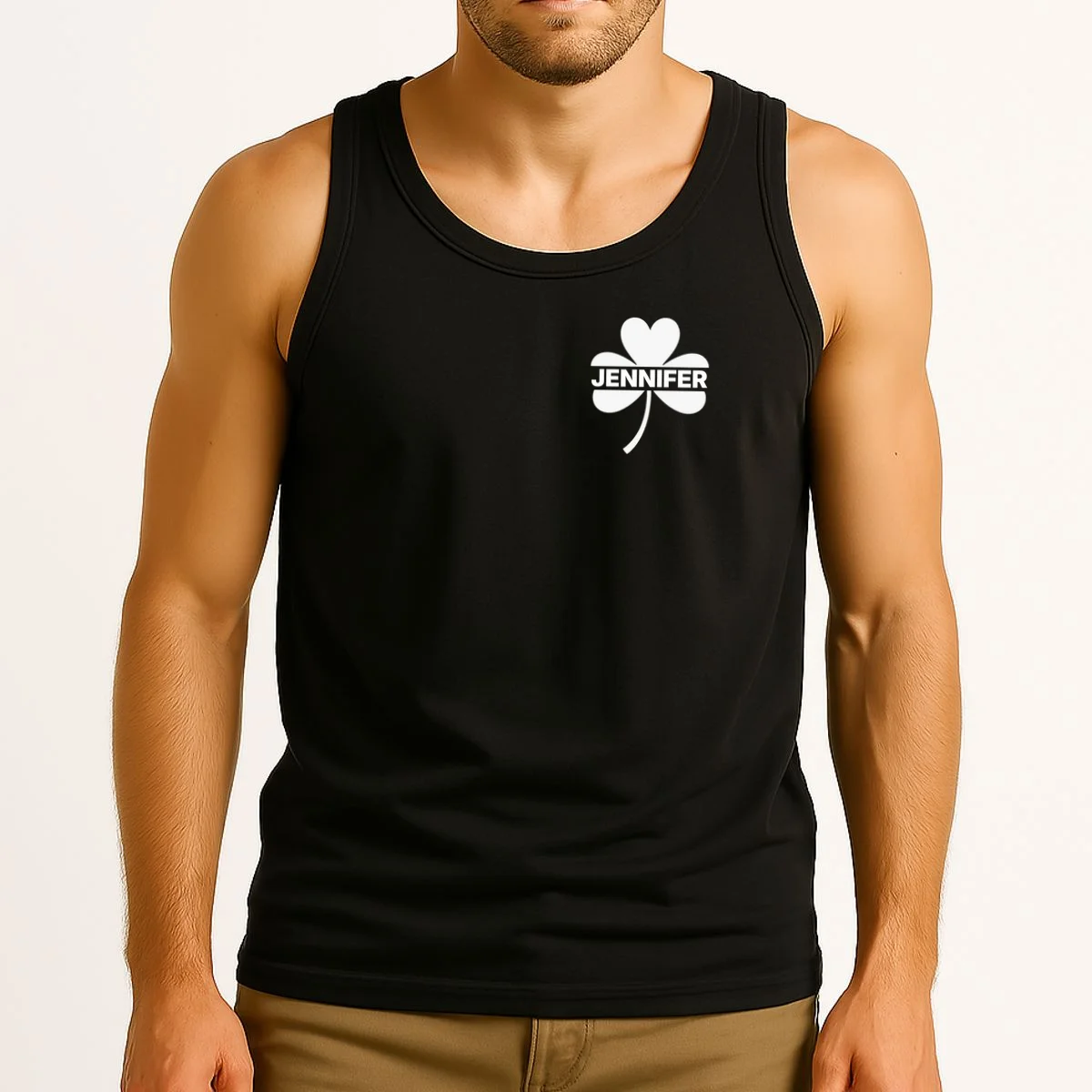 Custom Name Shamrock Cute Custom St Patricks Day Tank Top - Front 2