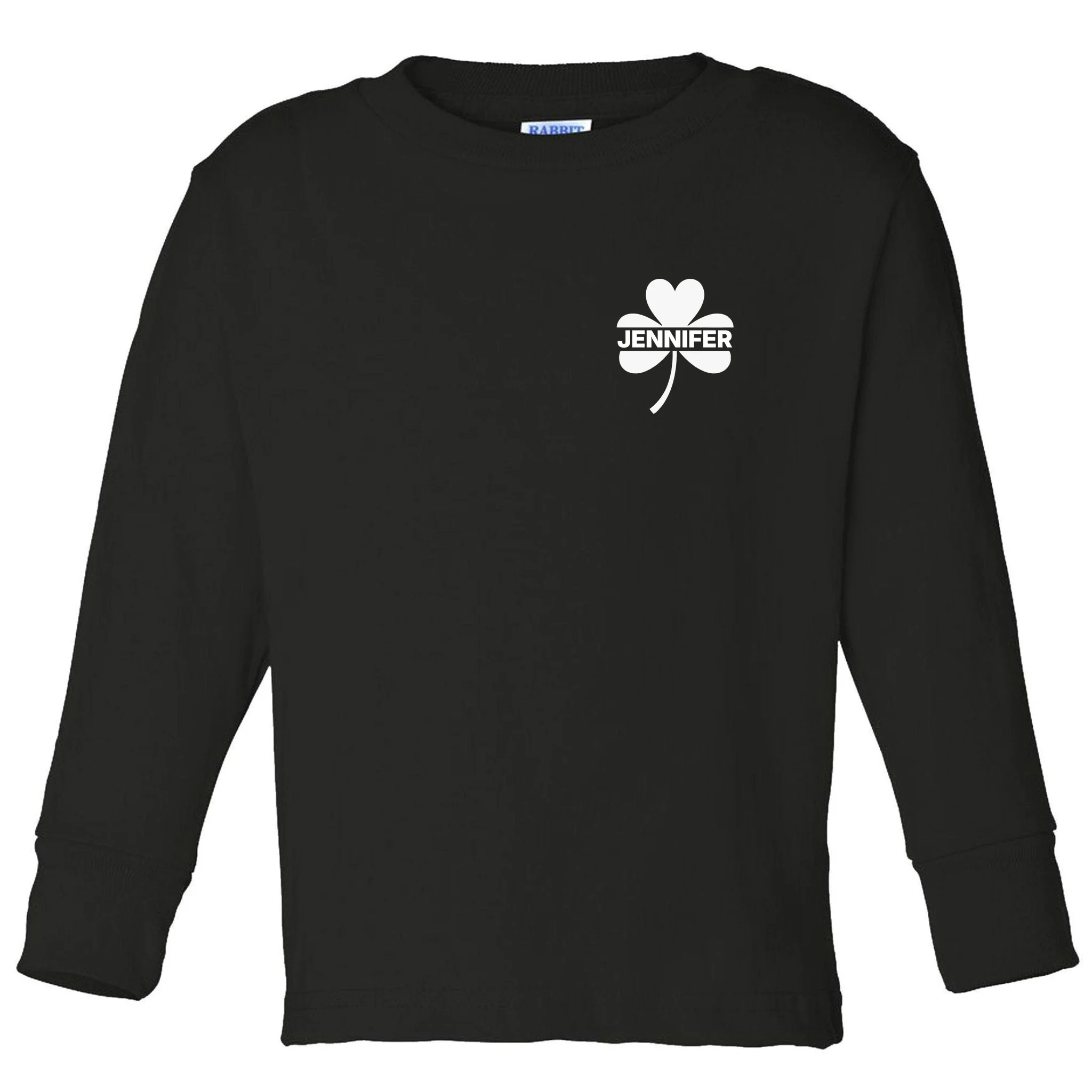 Custom Name Shamrock Cute Custom St Patricks Day Toddler Long Sleeve Shirt - Front