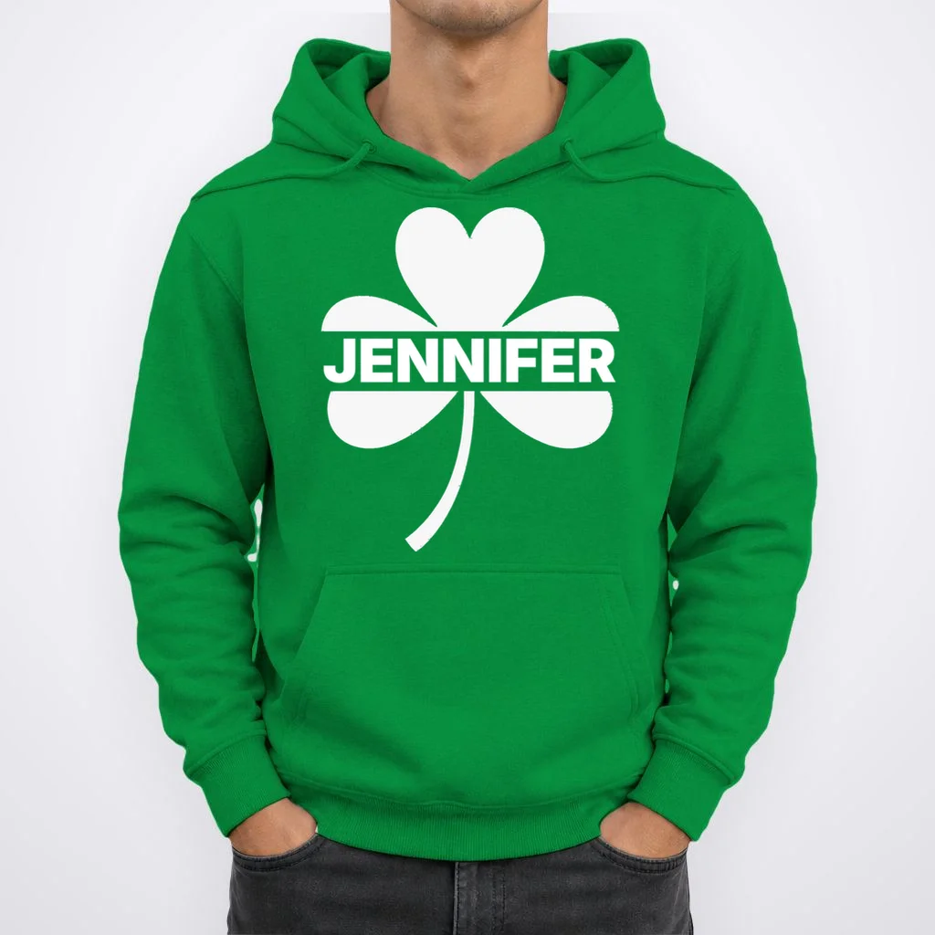 Custom Name Shamrock Cute Custom St Patricks Day Hoodie - Front 1