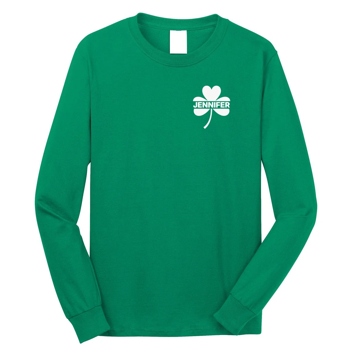 Custom Name Shamrock Cute Custom St Patricks Day Long Sleeve Shirt - Front
