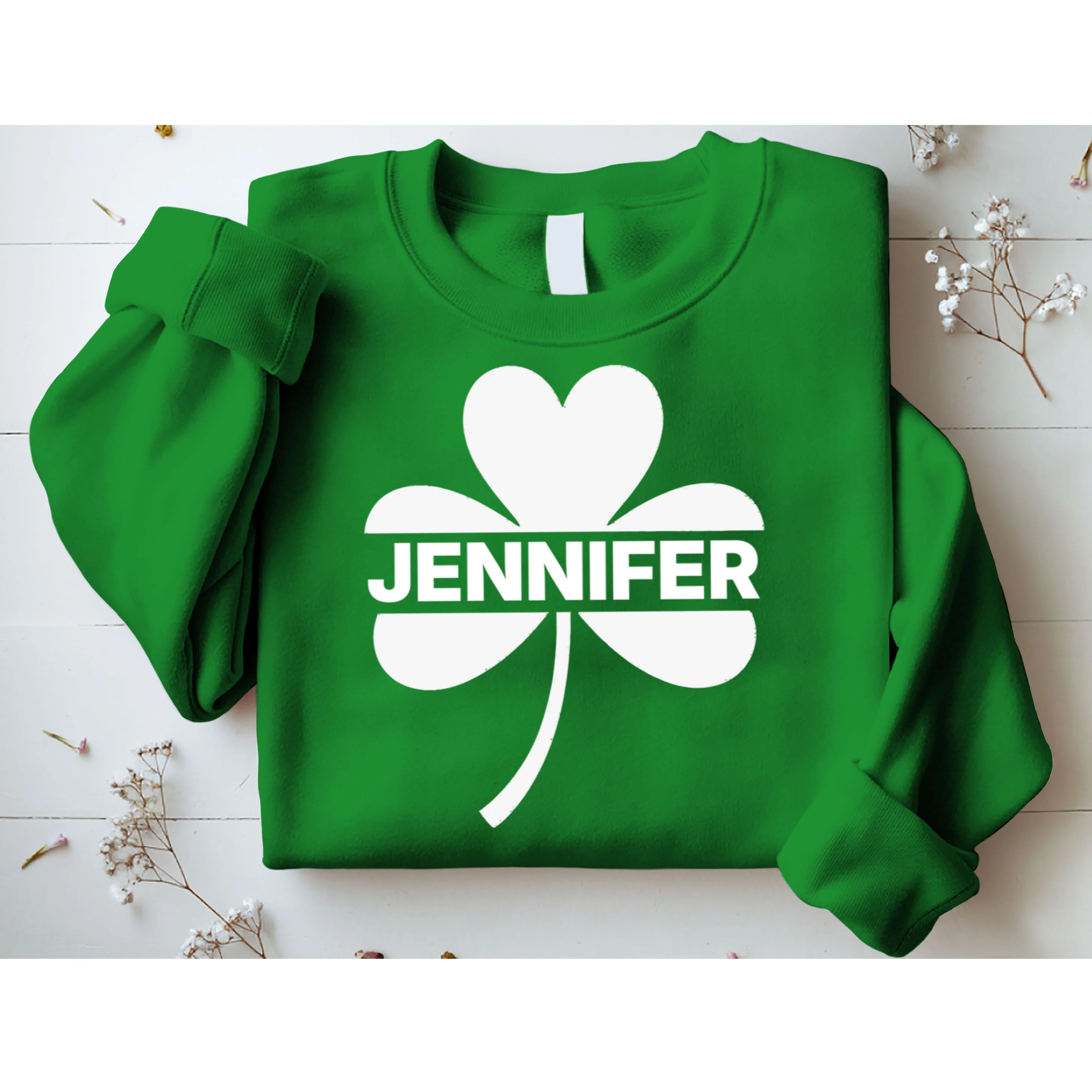 Custom Name Shamrock Cute Custom St Patricks Day Sweatshirt - Front 1