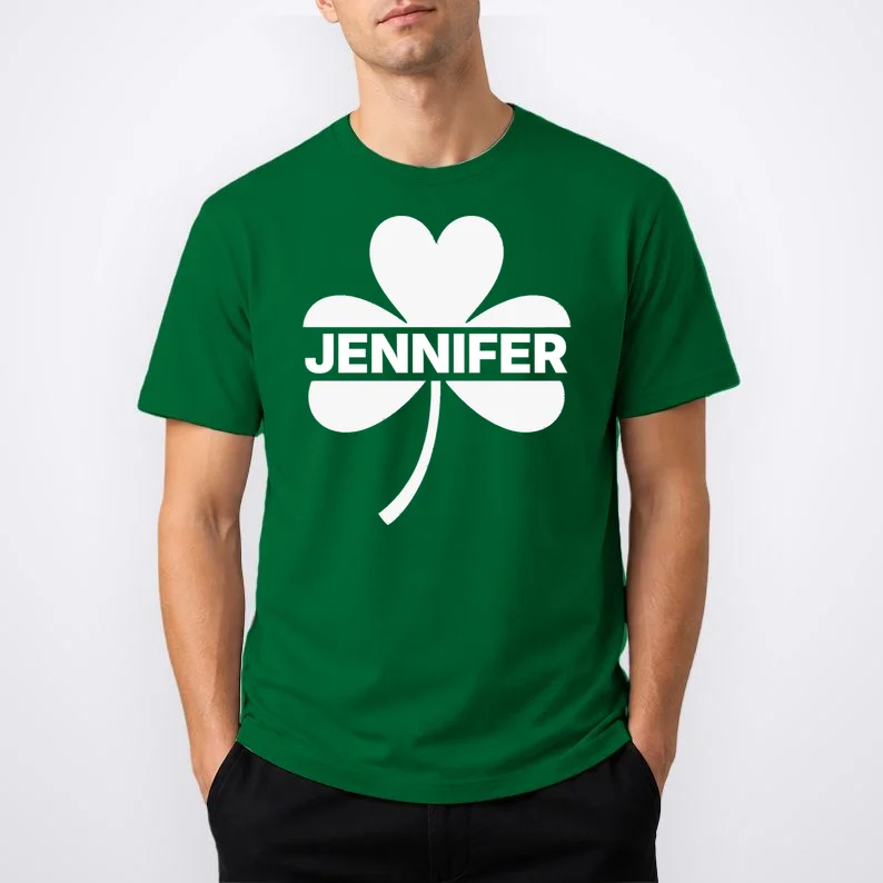 Custom Name Shamrock Cute Custom St Patricks Day T-Shirt - Front 1