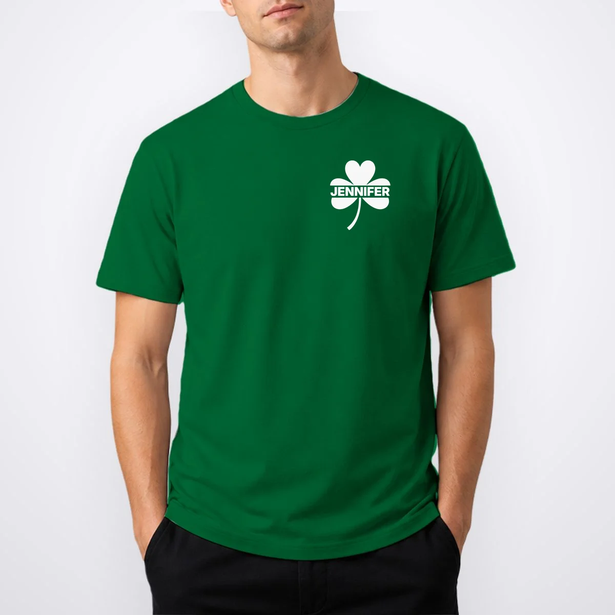 Custom Name Shamrock Cute Custom St Patricks Day T-Shirt - Front 1
