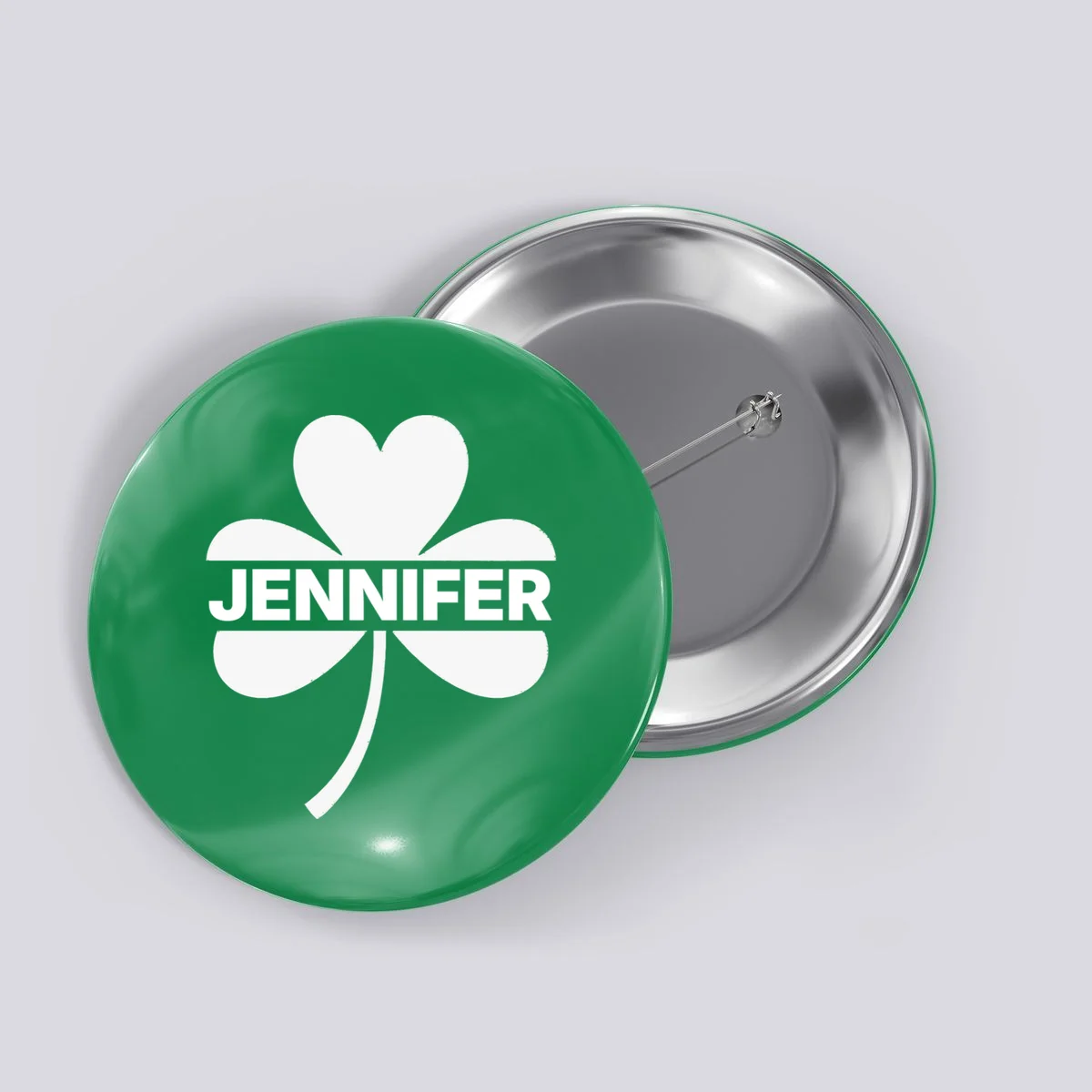 Custom Name Shamrock Cute Custom St Patricks Day Button - Front