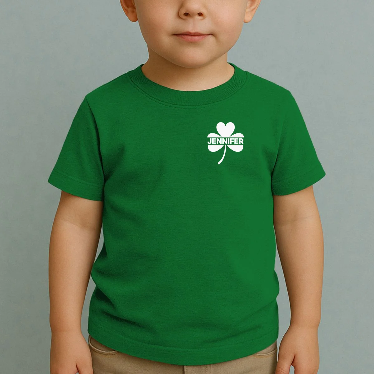 Custom Name Shamrock Cute Custom St Patricks Day Toddler T-Shirt - Front 1