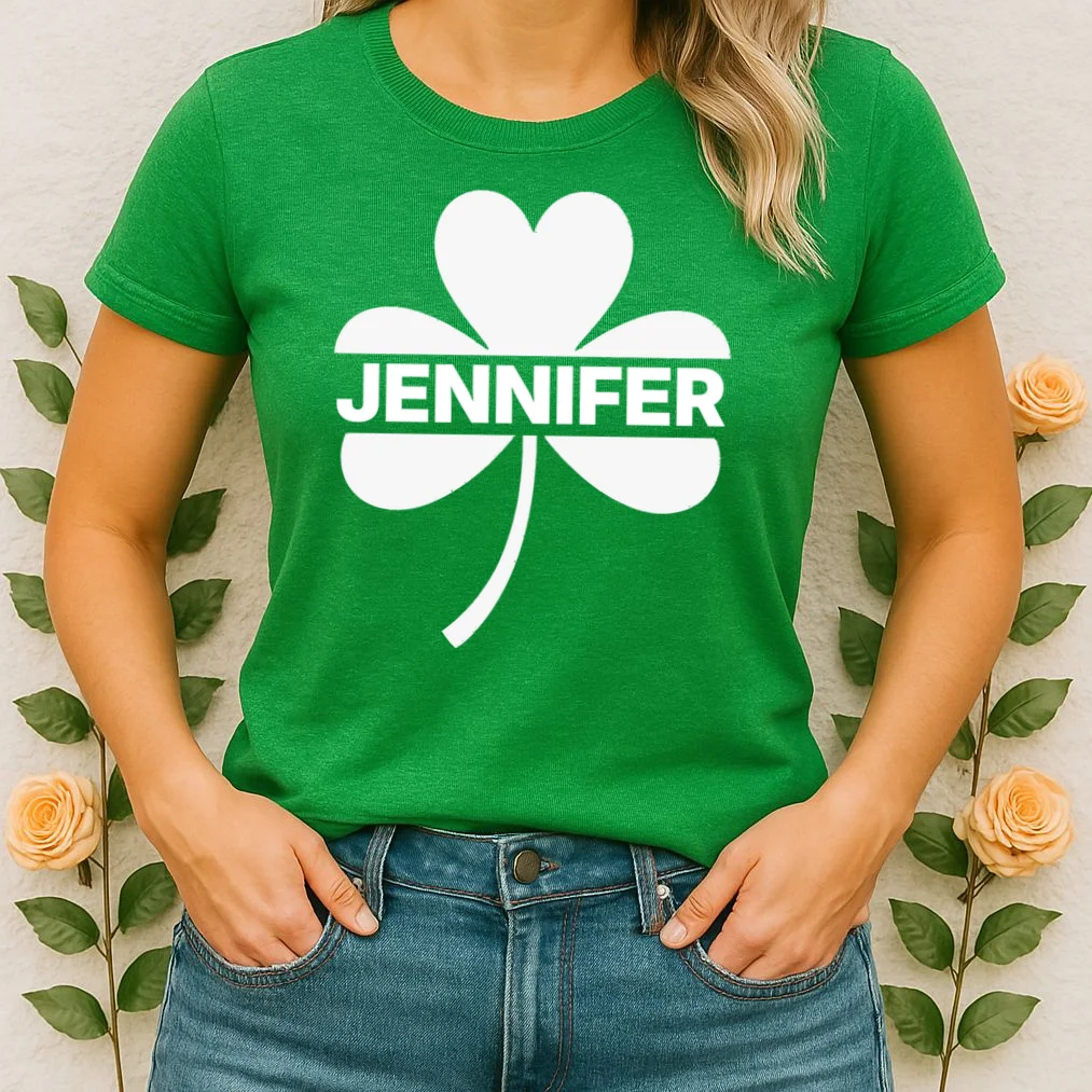 Custom Name Shamrock Cute Custom St Patricks Day Women's T-Shirt - Front 1