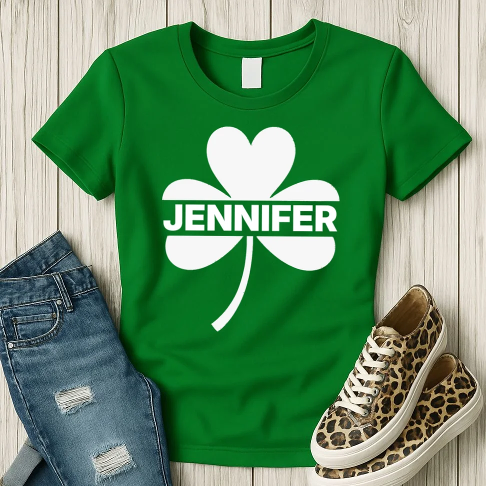 Custom Name Shamrock Cute Custom St Patricks Day Women's T-Shirt - Front 2