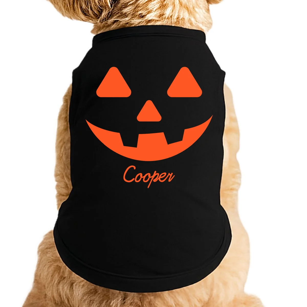 Custom Pumpkin Face Personalized Doggie Tank Halloween Costume - Front