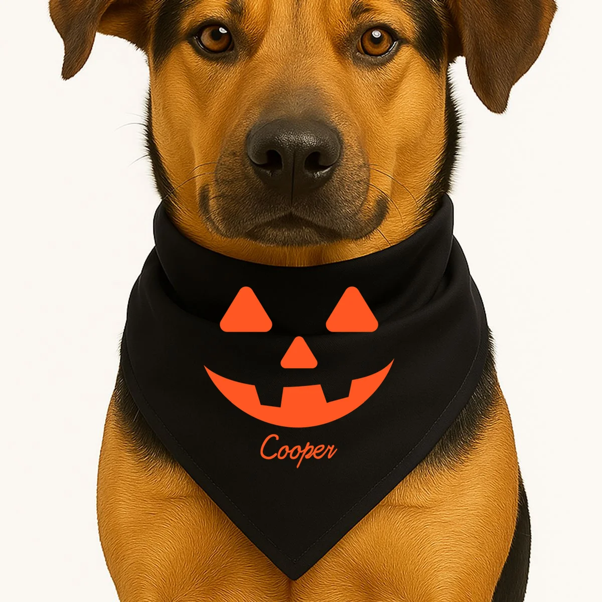 Custom Pumpkin Face Personalized Doggie Bandana Halloween Costume - Front 1