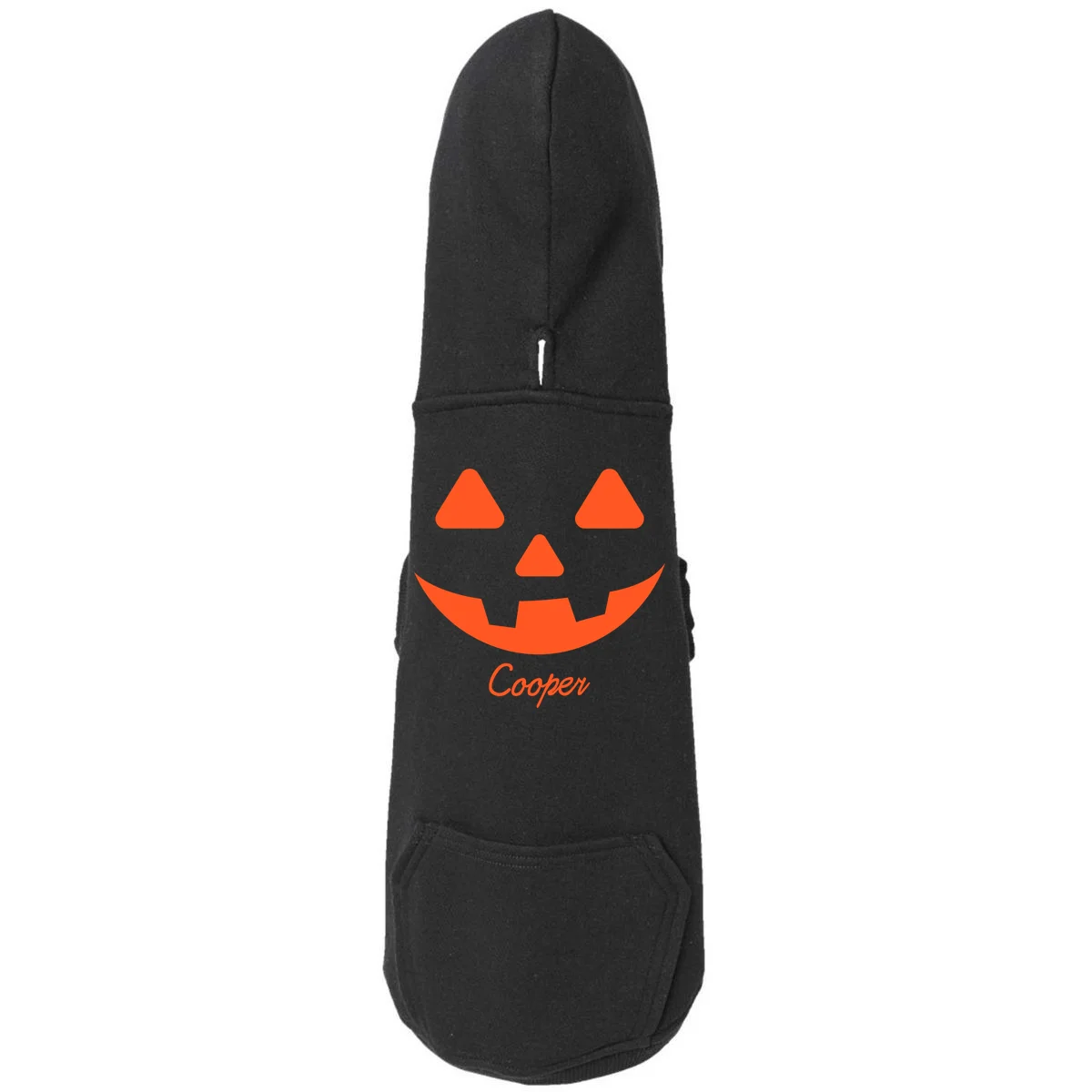 Custom Pumpkin Face Personalized Doggie Fleece Hoodie Halloween Costume - Front